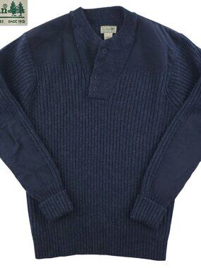 L.L. Bean Commando Henley Sweater Merino Lambs Wool Knit 228198 Men's Large